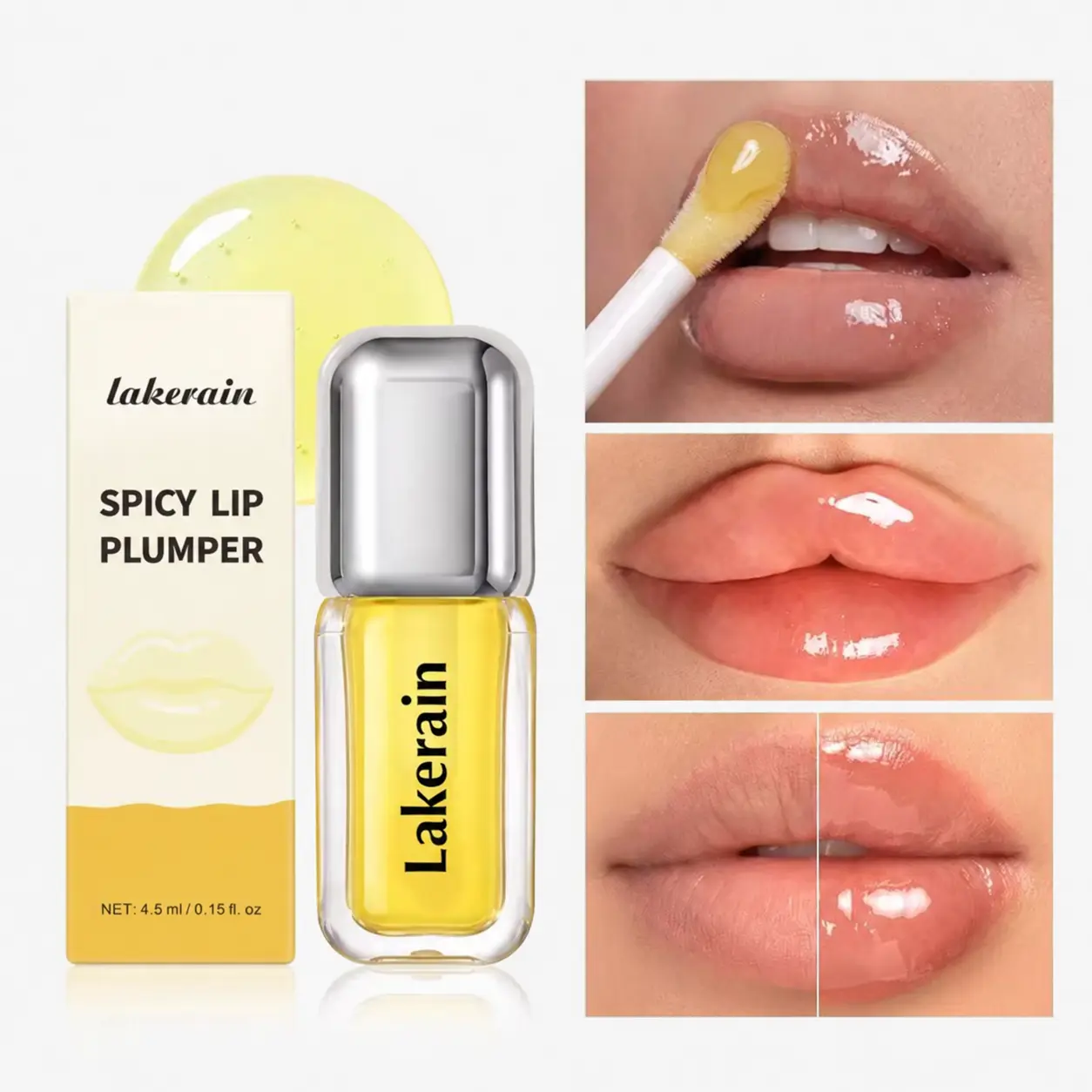 [NEW Shades] 4.5ml Spicy Lip Plumper Gloss - Non-Sticky, High-Shine Finish Cosmetic for Fuller-Looking Lip Makeup