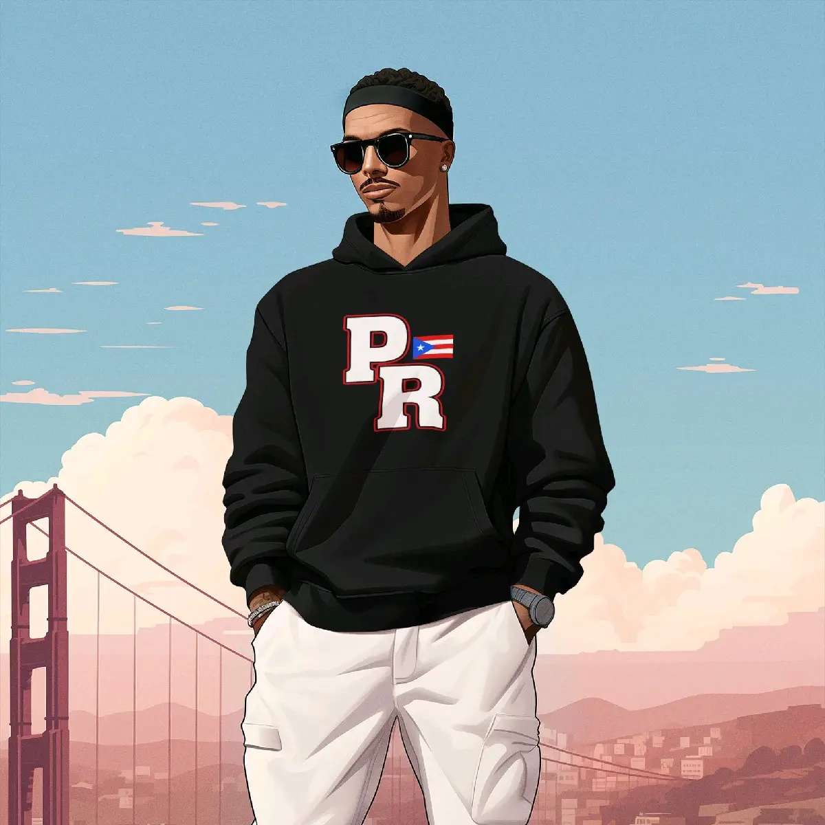 PR Men's Hoodies - Casual Sweatshirt with Logo, Hood, and Pockets, Ideal for Comfort and Versatility - Womenswear, Tops, Sweatshirts, Long Sleeve Pullover Outfit Clothing