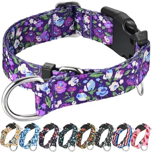 Martingale Collar for Dogs with Buckle Floral No Pull Training Dog Collars (Purple Floral, Medium)