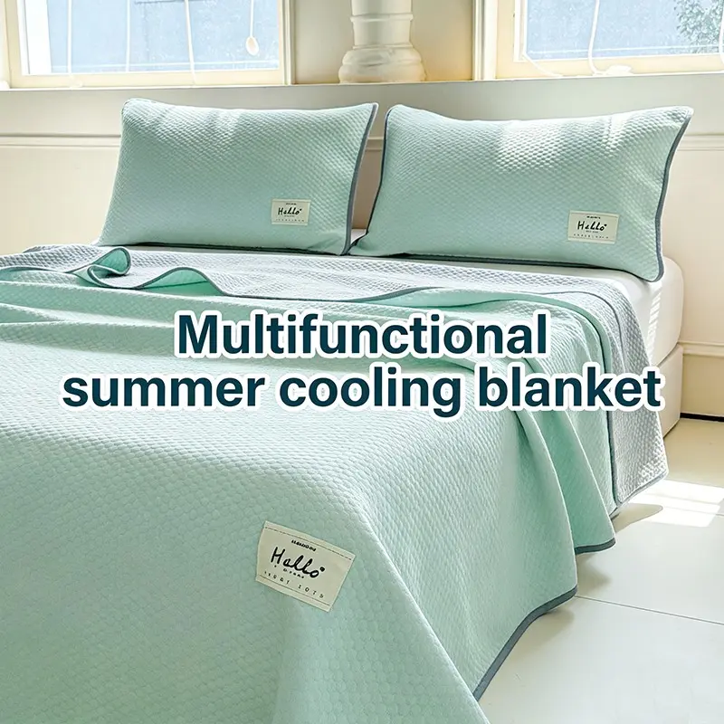 High-End Cloud Mist Bean Cooling Blanket, Soft Breathable Wave Hem Lightweight, All Seasons Use for Bed Sofa Home Travel Hotel