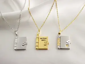 Custom Engraved Stainless Steel Book Necklace - Perfect for Birthdays & Anniversaries