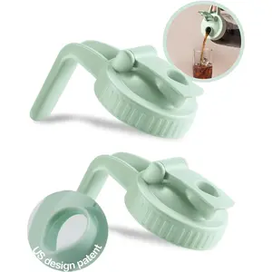 2 Pack Wide Mouth Mason Jar Lids V-Shaped with Handle, Mason Jar Pour Spout Lid with Extended Flip Lid Easy to Open, Airtight Leak Proof and Durable