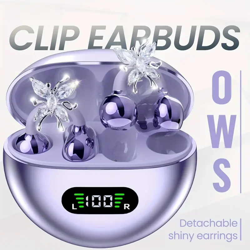 New Senyang Bluetooth-Enabled Wireless Open-Ear Clip-On Earbuds Headphone Headset with Butterfly Clip Design, Electronic Audio, Stereo Sound, Travel Headphones, Suitable for Sports, Outdoor Activities and Travel, Fashionable Valentine's Day Gift