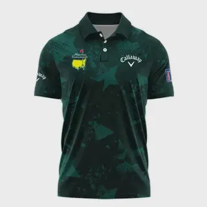 Golf Masters Tournament Dark Green Grunge Stars Polo Shirt - Callaway Style with Classic 3D Polyester Print Casual Fabric