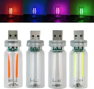 PCS Dimmable USB Touch Control Led Night Lights, Glass Plug in USB Light Bulbs, Cute Interior Car Lights, Retro Led Ambient Lighting, Small Mood Lamp for Bedroom, Hallway, Nursery, Camping