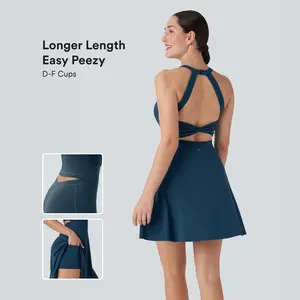 Halara Backless Twisted Flare Dance Active Dress-Longer Length-Easy Peezy Edition-D/DD/DDD/F Cups