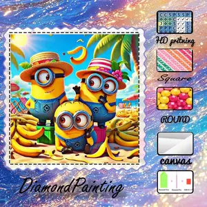 5D-DIY, advanced velvet canvas, diamond art diamond painting yellow little man AB diamonds, fairy dust diamonds, crystal diamonds, perfect home decoration, handmade diamond art painting kit, special craft diamond art kit, Diamond Painting Kits