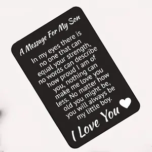 1pc Custom Message Card, Valentine's Message for Son, Letter-Engraved Wallet Card, Multi-Function Card, Parents' Blessings, Suitable for Birthdays, Holidays, Christmas, "I Love You" Commemorative Gift, Greeting Card