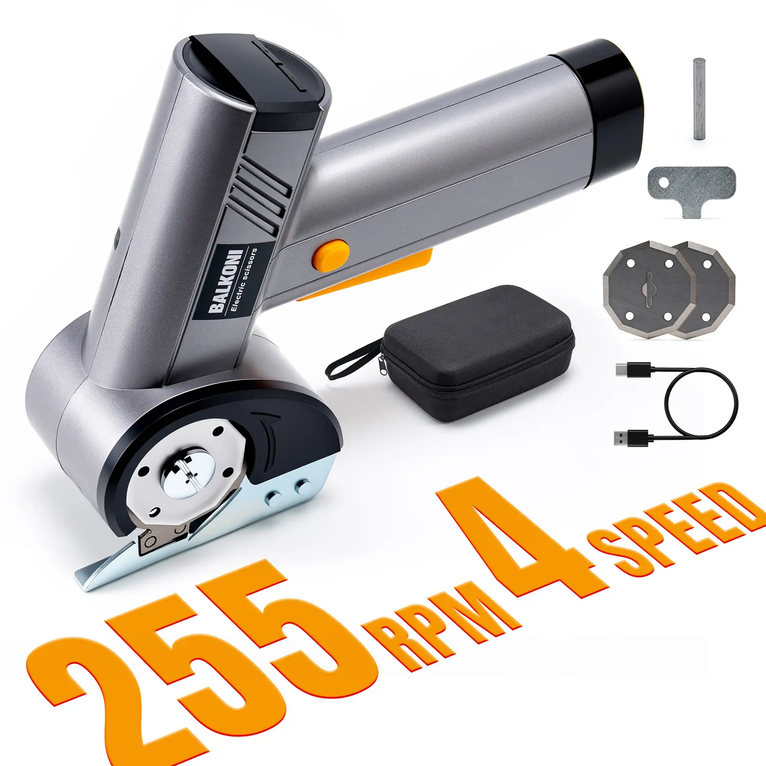 Cordless Electric Scissors With USB- Battery, USB Charging & 1300mAh Battery - Heavy-Duty Rotary Cutter Suitable For Cutting Fabric, Leather, Cardboard - Ergonomic Anti-Slip Handle, Safety Lock & LED Light