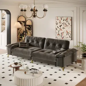 104.7 inch Cloud Couch for Living Room Modern 4-Seat Sofa with Removable Armrests - Comfy Chenille Fabric, Comfy Chenille Upholstered Couch with 2 Pillows Included TikTok Viral Decor Gift Idea