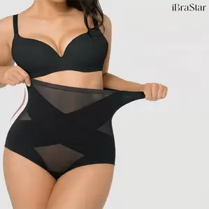Shapewear for Women Tummy Control High Waisted Body Shaper Panties Seamless Slimming Underwear Breathable Mesh Cross Compression Abs Sculpting Briefs Butt Lifter Comfortable Fit Plus Size