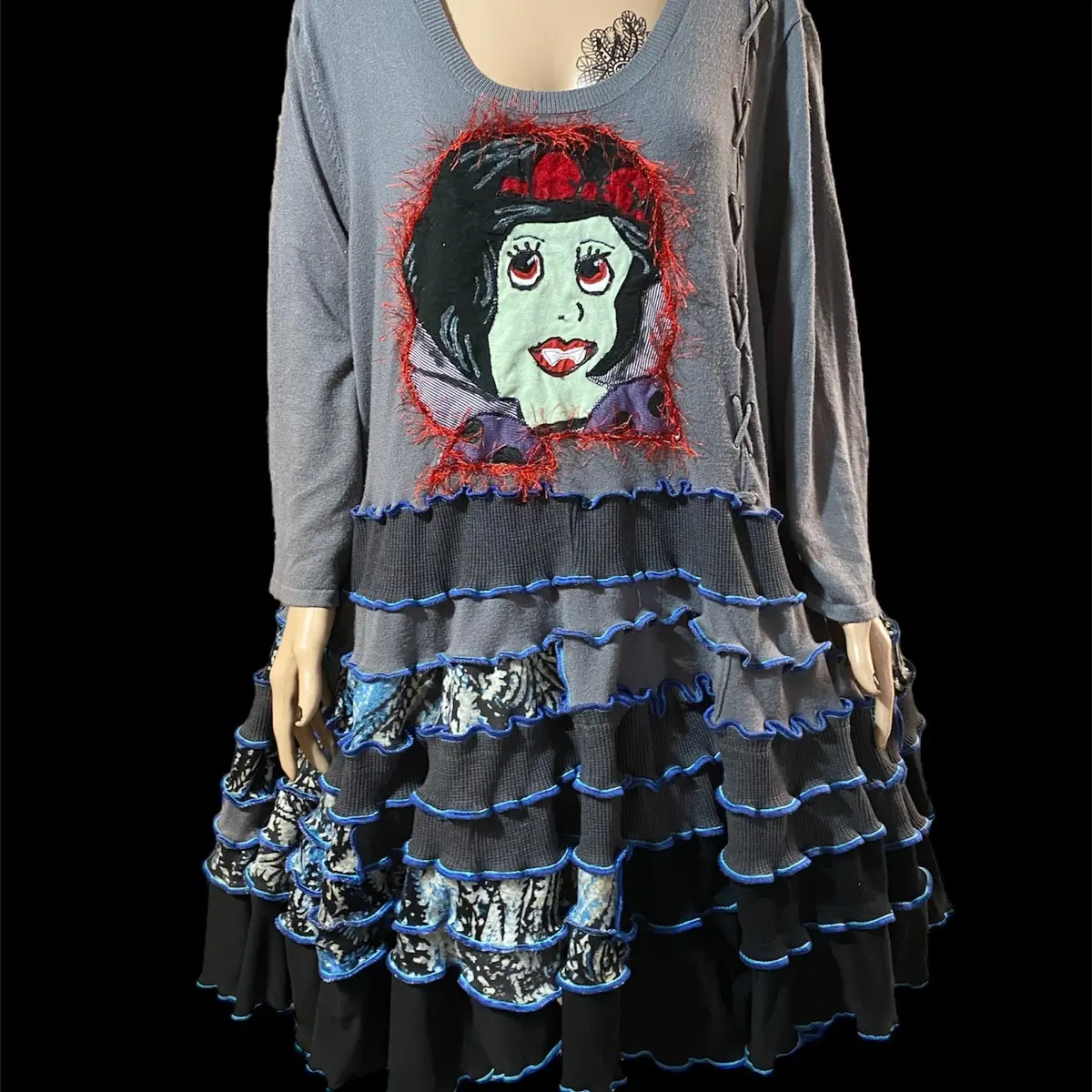 Epolstyle upcycled recycled sustainable dress bohemian boho style wearable art eco friendly plus size 1xl 2xl 3xl 4xl 5xl Hippie Chic 50-70”
