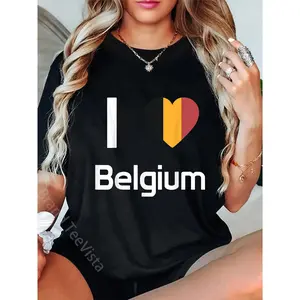 100% Cotton National Flag of Belgium souvenir gift for men women T-Shirt