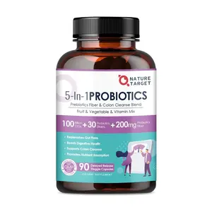 Nature Target Probiotics for Women-Men-Kids Digestive Health Edible , 100 Billion, 90 Veggie Capsules Healthcare Fitness Supplement Dietary Digestion Vitamin Bathroom detox gut cleanse ph balance gummies