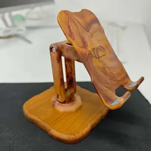 Multifunctional 360° Rotating Phone Stand, Adjustable Height Desktop Holder, Carbon Steel & Wood Ergonomic Bracket, Universal for Phones, Tablets, Laptops, Cameras and Headphones, Space-Saving for Office & Study
