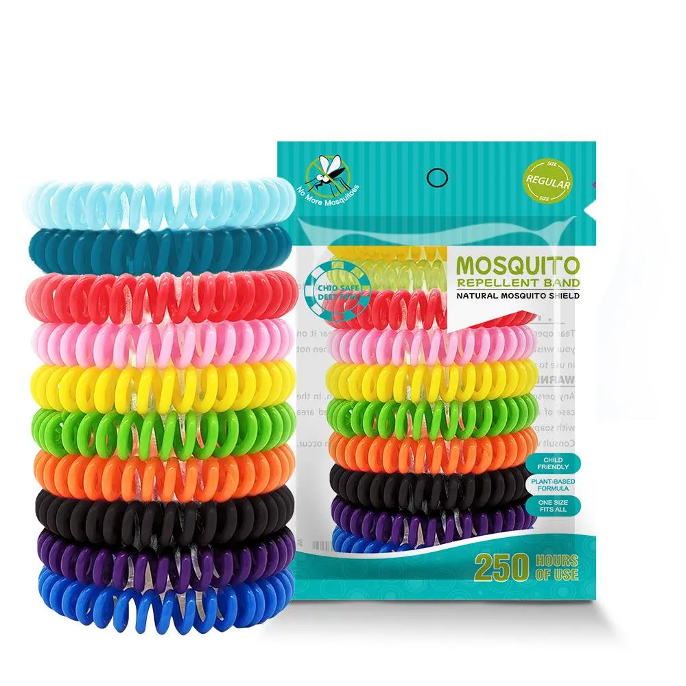 Mosquito Repellent Bracelets Pack, Deet-Free Insect Repellents with Reseal & Rewear Feature, Mosquito Bite Protection for Safe Sleep (10pcs), Stress Less, Great Outdoors, Essential Oils, Rubber, Unisex