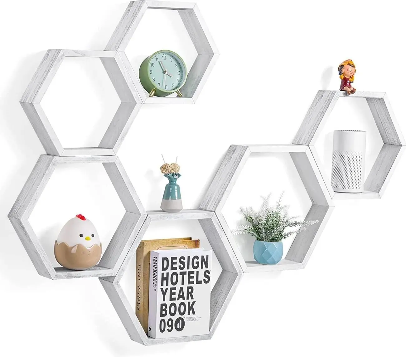 Hexagon Floating Shelves Set of 6 Honeycomb Shelves for Wall