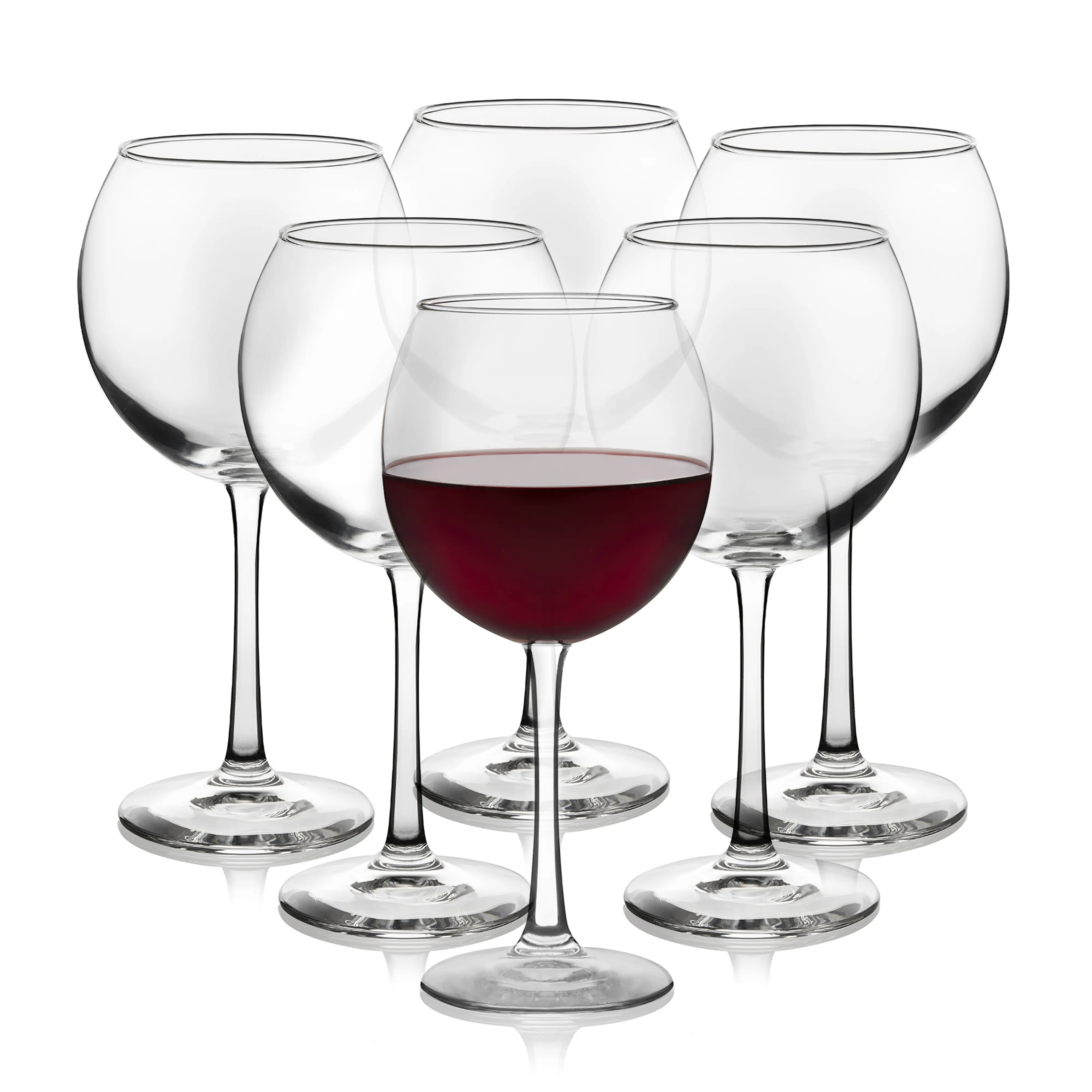 Libbey Vina Glassware Set, Elegant, Balloon-Shaped Red Wine Glasses Set of 6, Long Stem Wine Glasses for Weddings, Birthdays, and Special Occasions