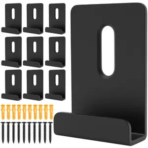 Mirror Clips for Wall Mounting,  Metal Mirror Holder Clips Hooks ，Frameless Wide Channel Mirror Retainer Clips Heavy Duty Hanging Hardware Tile Hanger Bracket for Billboard, with Screws(10Packs, Black)