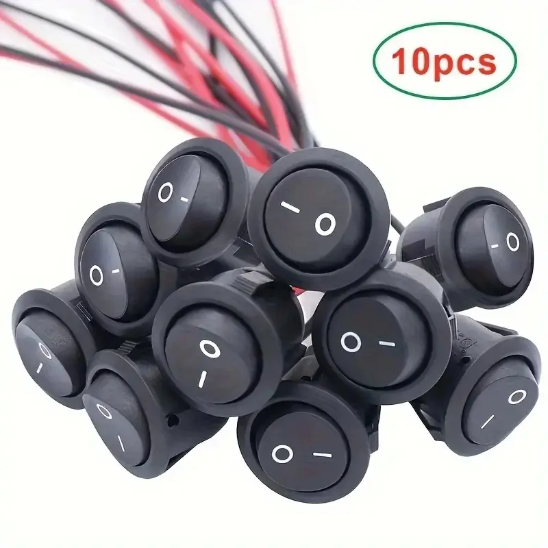 Mini Round Toggle Switch Set, 2/5/10 Pieces, 20mm Spst On/off, 12V Dc Power, Easy Install, Durable Nylon and Brass Terminals, Includes #187 Wire, Home, Light Switch