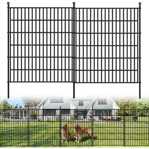 15 Panels No Dig Garden Fence, 32 in(H) X36.3 ft(L) Metal Fence Panels, Thickened Rustproof Garden Fencing,  Barrier Fence for Dogs, Rabbits, and Patio