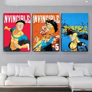Set of 3 Invincible War Themed Canvas Poster Mark's Universe Variant Art Wall Decor Comic Style Gift for Teens Living Room Bedroom Dorm framed Waterproof Moisture-Proof Desig
