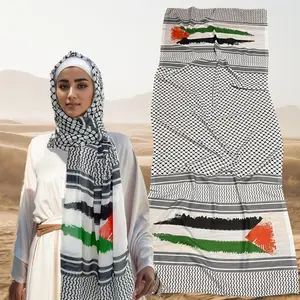 New Palestinian Flag Printed Chiffon Long Scarf Arab Fashion Scarf Shawl