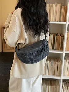 Ultra-Light Waterproof Crossbody Shoulder Bag, Trendy Striped Design, All-Season Casual Style, Large Capacity for Travel & Daily Use