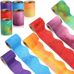 Borders for Bulletin Board Decoration, 98.5ft Oil Painting Scalloped Classroom Bulletin Board Border Rolls for Spring School Office Chalkboard Whiteboard Poster Art Decor