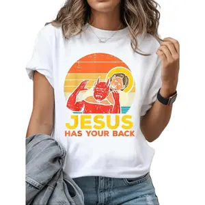 100% Cotton Jesus Has Your Back Jiu Jitsu Retro Christian Men Women Kids  Black White T-Shirt