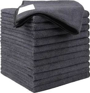Ultra-Absorbent Microfiber Cleaning Cloths (12-Pack, 12.5x12.5in, Grey) - Washable, Lint-Free, Streak-Free Multi-Purpose Rags for Car, Kitchen Use, Ultra-Absorbent Cleaning Cloths