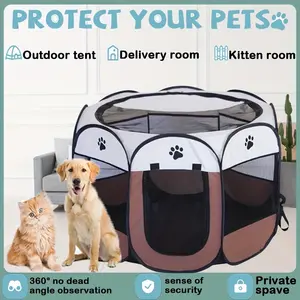 Love's cabin Pet Puppy Dog Playpen, Durable Puppy Playpen, Small Dog breathable fences Indoor/Outdoor, Portable Playpen for Dog and Cat, Foldable Pop Up Dog/cat Kennel Playpen, Removable Zipper Top,dog/cat delivery rooms,octagonal cages,claw-resistant