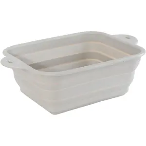 Collapsible Silicone basin for Household Cleaning or Washing, Suitable for outdoor camping and Travel, 1.7 Gallons (6.4 Liters), Space-saving Design, Square (Gray)