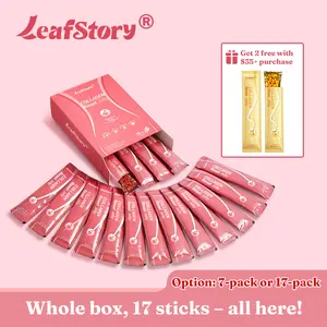 Leafstory Collagen Reset Jelly (7 Sticks/17 Sticks): Cranberry Flavor, Collagen, Support Digestion & Gut Health, Skin Elasticity, Hair & Nails, Dietary Fiber, Chia Seeds, Sugar-Free, Gluten-Free, Non-GMO, Gelatin-Free, Natural Ingredients-SC