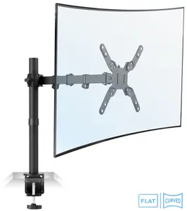 Mount-It! Large Single Monitor Desk Mount Stand Adjustable with Versatile Mounting Options Monitor Arm for Screens 19" and 42"