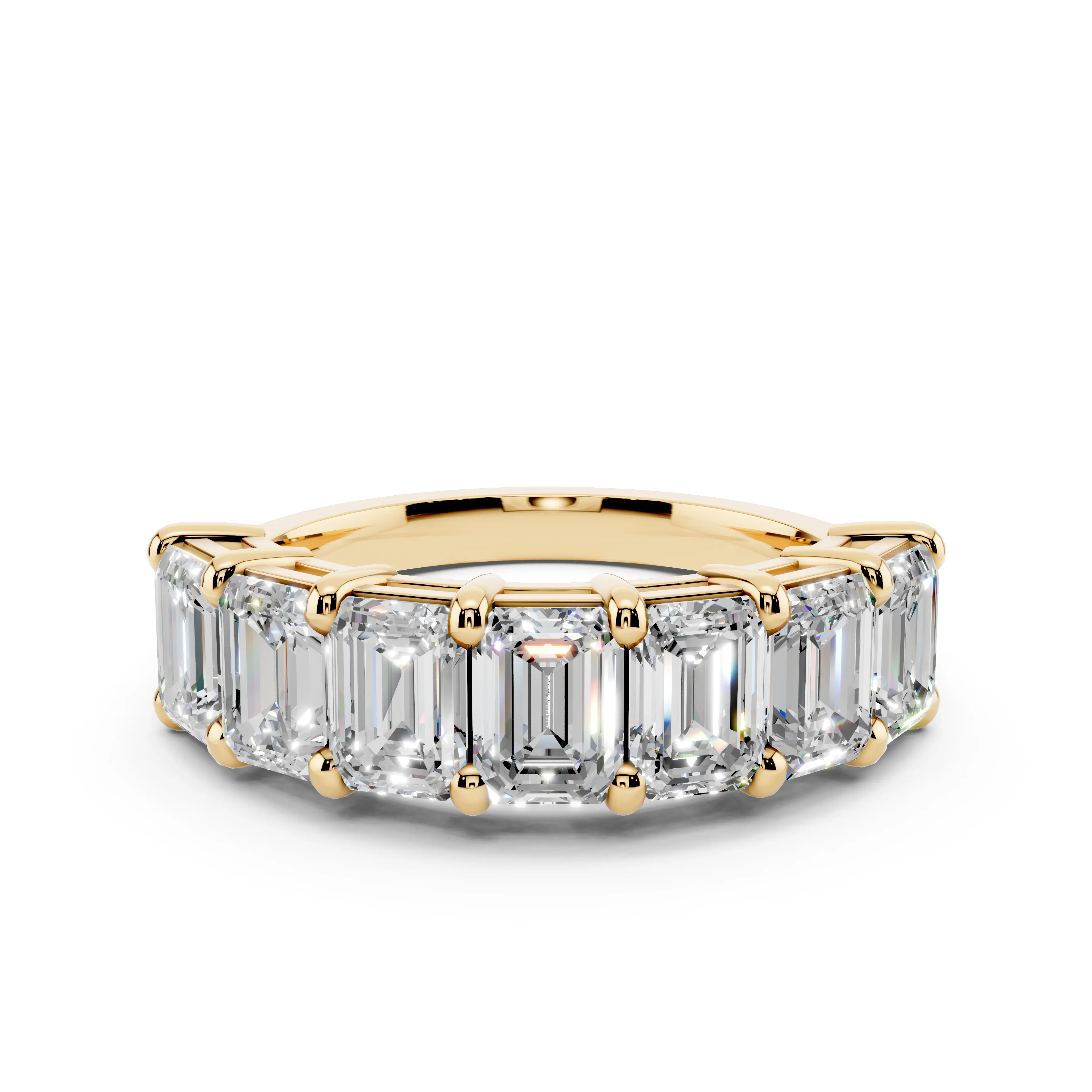 7 Stones Emerald Lab Diamond Anniversary Band