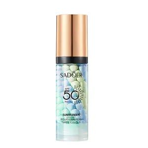 SPF 50+ PA+++ 3-in-1 Sunscreen Isolation Cream, Color Corrector Face Primer, Pre-Makeup Base for Oil Control, Moisturizing & Pore-Blurring, Luminous Even Skin Tone