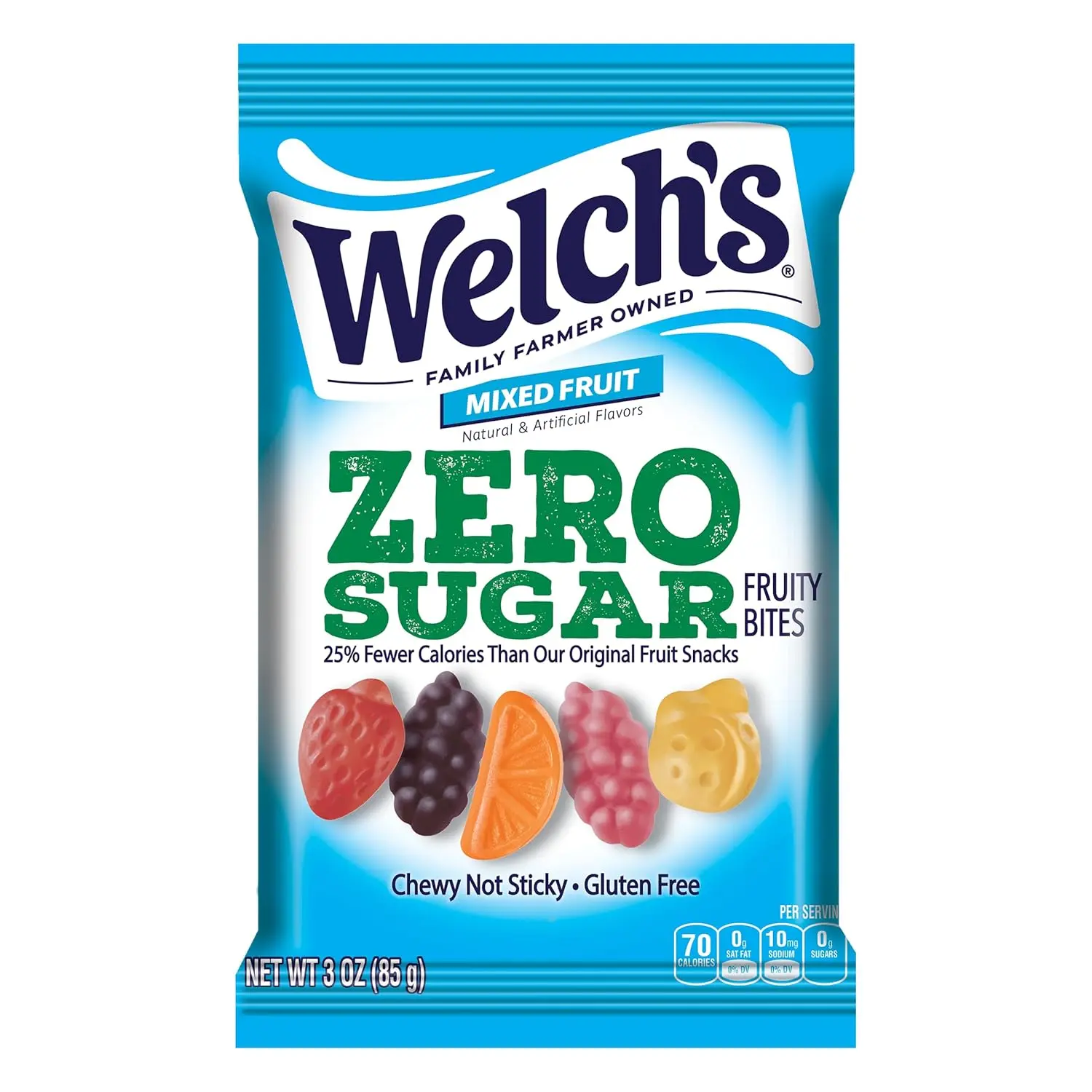 Welch's 0 Sugar Fruity Bites Candy, Mixed Fruit Snack Pack, Gluten-Free, 3oz Single Pack