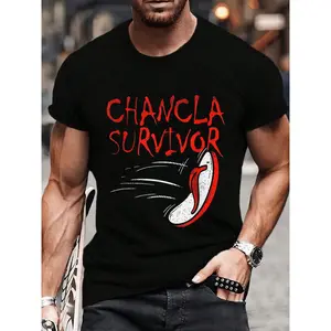 100% Cotton Spanish Mexican Humor Red Flip Flop Chancla Survivor T-Shirt Women's Men's Graphic Tee Causal Tops Fashion