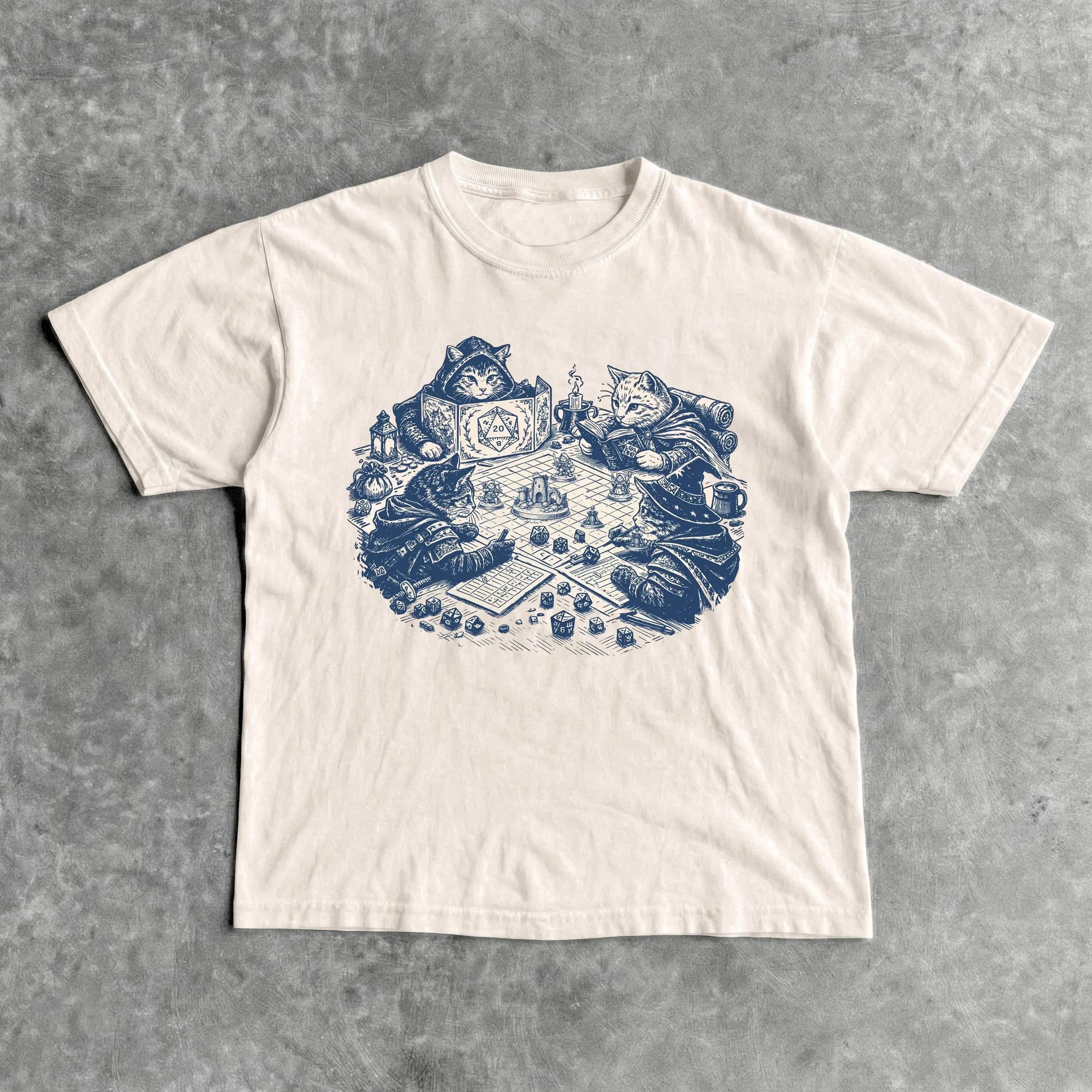 Funny D&D Cat Shirt, Vintage D&D Shirt Nerdy Cute Cats Gift Tabletop Cat Dad Mom Gift, D&D Unisex tee and Sweatshirt