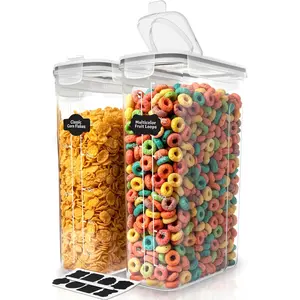 Kitchen Cereal Containers Storage Set – 2 Pack 4L(135.2 oz) Airtight Food Storage Containers with Lids, BPA-Free Cereal Dispensers for Pantry Organization and Storage (Clear)