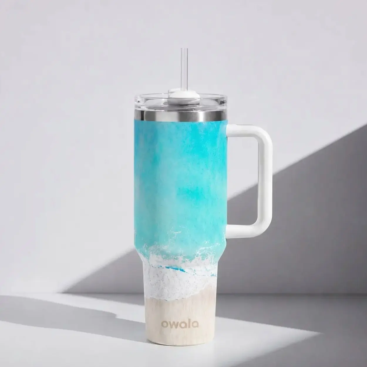 [Limited Edition 2026] Owala 40oz High Tide Insulated Tumbler with Handle – Leakproof Stainless Steel Travel Mug with Straw Lid for Gym, Car & Daily Hydration