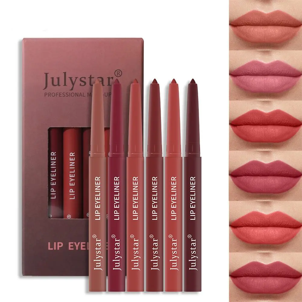 6-color Smooth Lip Liner, 6pcs/set Waterproof Long-lasting Lipstick Pen, Multifunctional Lip Makeup Pencils for Daily Use, Lipliner