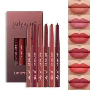 6-color Smooth Lip Liner, 6pcs/set Waterproof Long-lasting Lipstick Pen, Multifunctional Lip Makeup Pencils for Daily Use