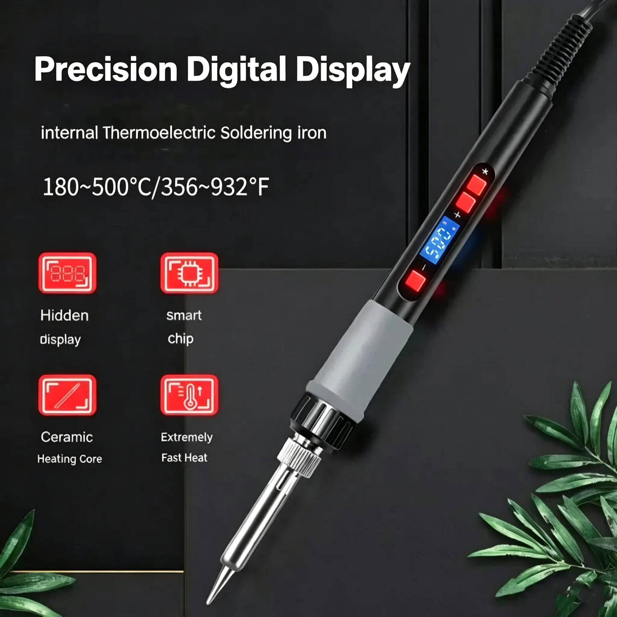Digital Display Adjustable Temperature Soldering Iron Kit – Fast Heating Electric Soldering Pen with LCD Screen, Adjustable Heat Control, Replaceable Tips & Accessories, Portable Welding Tool for Electronics Repair, DIY, Circuit Boards & Crafts