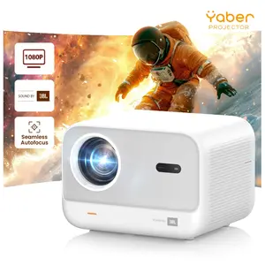 [Yaber L2S Projector & JBL Sound]1080P Projector with WiFi 6 and Bluetooth,Seamless Autofocus Portable Movie Projector, Home Theater Projector for iPhone/TV Stick/HDMI/USB/Laptop/PS5-White