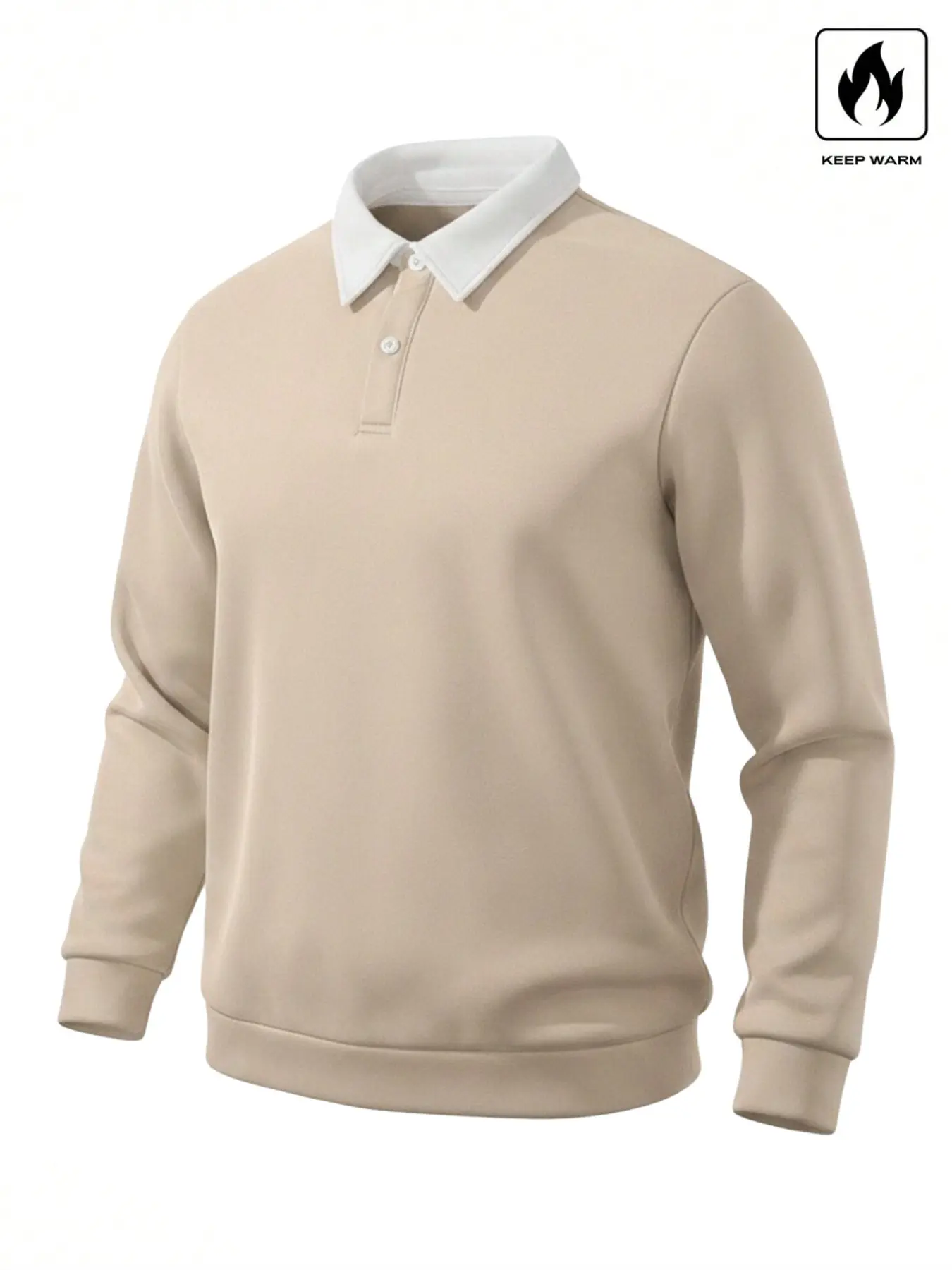Men's Colorblock High Neck Knitted Polo Shirt, Long Sleeve, Casual Loose Fit, Spring & Fall Fashion, Comfortable Daily Wear