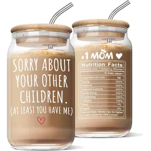 Gifts for Mom - Funny Birthday Mothers Day Gifts for Mom, Mama, Mother,  Mom, Bonus Mom,  Mom - 16 Oz Coffee Glass