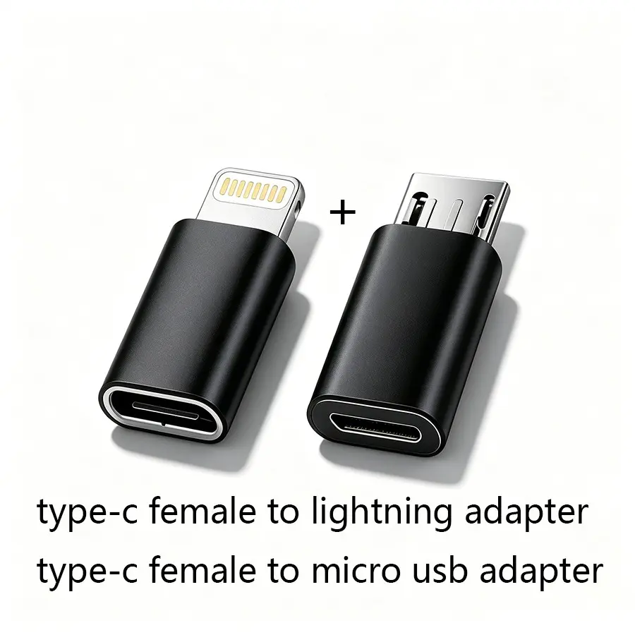Type-C Female to Lightning Adapter, Type-C Female to Micro USB Adapter Set, Universal Compatible with Various Devices, Essential Charging Accessories, Cellphone