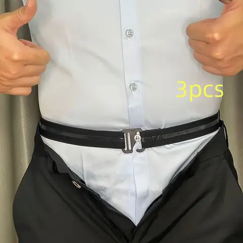 3Pack Set Men's Nylon Shirt Stays with Anti-Slip Elastic Grip and Adjustable Buckle - Non-Textile Weaved Shirt Holder Straps Anti-slip elasticity, traceless elastic belt for men and women Adjustable Stretch Belt